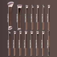 15/18Pcs Set Kuas Makeup Profesional Bulu Sintetis dengan Tas Premium Aluminium, Ramah Perjalanan, Lengkap untuk Blush dan Eyeshadow