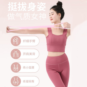 Bande de résistance double signalisation en forme de huit, violet, rose, bleu, avec anneaux de préhension, pour étirements du dos et renforcement musculaire, fitness féminin - Product Image 2