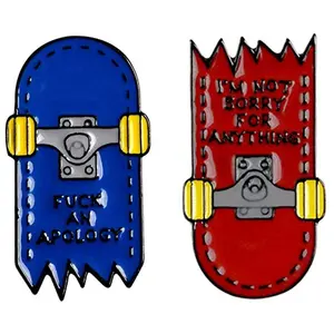 Gratis Sampel Desain Gratis Kutipan Skateboard Keras Enamel Pin Produsen