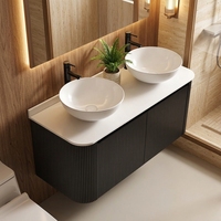 Meuble-lavabo moderne en bois massif résistant à l'eau avec miroir