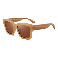Lunettes de soleil polarisées carrées classiques 2026 pour hommes, monture intégrale, branches en bois, style rétro, monture surdimensionnée