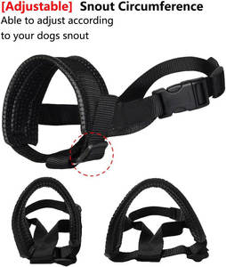 ตะกร้อปากสุนัขไนล่อนบุนวมปรับได้สีดำขนาด M-L-XXL สำหรับ panting และดื่มเปลือกการควบคุม - Product Image 3
