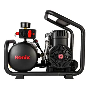 Ronix RC-0613 เครื่องอัดอากาศไฟฟ้าคู่สแต็คแบบพกพาเหล็กหล่อน้ํามันหล่อลื่นปั๊ม 6L เครื่องอัดอากาศแบบไม่มีน้ํามัน