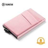TVC104 Porte-cartes en aluminium breveté à la mode Slim Mini Pop Out Wallet RFID Protector Pop up Credit Card Holder