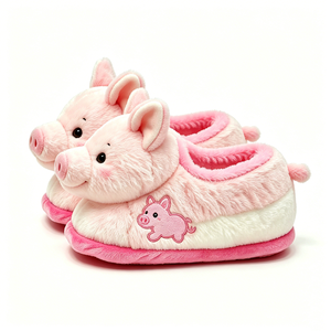 Pantuflas de elefante de peluche, Lindas pantuflas de animales para el hogar, Pantuflas de elefante de peluche rosas, Pantuflas de peluche para niños, Zapatos cálidos y suaves para interiores - Product Image 3