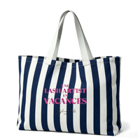 Sac fourre-tout de plage en toile de coton rayé rose, bleu, jaune, orange, grande taille, série Lifestyle, avec logo personnalisé