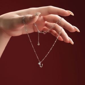 Dylam Rhodium 925 Sterling <b>Silver</b> Infinite Elements Cubic Zirconia Crystal <b>Initial</b> U Alphabet <b>Pendant</b> Necklace - Product Image 2