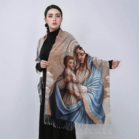 Écharpe longue en tissu semblable au cachemire, imprimé avec le personnage de la Vierge Marie, nouvelle collection automne-hiver, épaisse, chaude et polyvalente