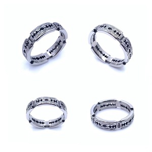 Men's Titanium Steel <b>Ring</b> Wood Grain Pattern Fashion Jewelry Gift 216007 - Product Image 3