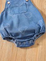 Combinaison en jean imprimé ours unisexe pour bébé fille, tenue de printemps et d'automne pour nouveau-né