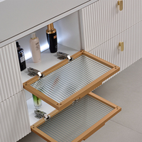 Meuble-lavabo de salle de bain de style ferme moderne pour hôpital, avec miroir LED, double vasque, meuble-lavabo suspendu en marbre, écologique