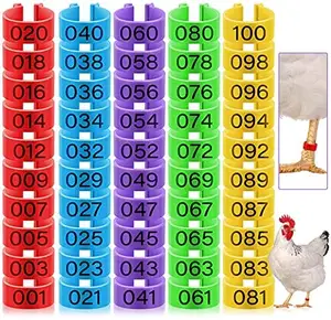 Plastic Colorful Numbered Chicken Identification Leg Bands Poultry Leg Bands Clip on Leg Rings for Chicken Goose Gamefowl Turkey