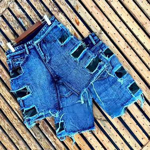 2026 Trending Breathable Camouflage Ripped Frayed Hem Cargo Denim Shorts Casual Summer Men's Half Pants Streetwear Outdoor Wear - Product Image 3