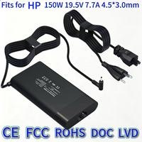 Adaptor Daya 150W 19.5V 7.7A Ujung Biru Kompatibel untuk HP Omen 2 Omen 2Pro Pavilion Gaming 4, Pengganti Charger Laptop TPN-DA03