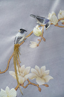 Papel Tapiz Chinoiserie con Bordado a Mano y Cuentas, Papel Tapiz Floral con Aves y Magnolias para Decoración de Villas, Vestíbulos de Hoteles, Hogares y Cafeterías
