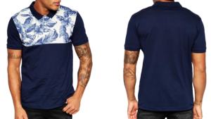 Jersey ajustado regular de algodón 100% para hombre para polo con tapeta de tres botones, jersey de tacto suave, tejido de punto con estampado de yugo Floral - Product Image 4