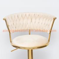 Vente en gros de tabourets pivotants hauts en métal or argent cuir synthétique blanc mobilier de comptoir de chaise de bar pour restaurant cuisine