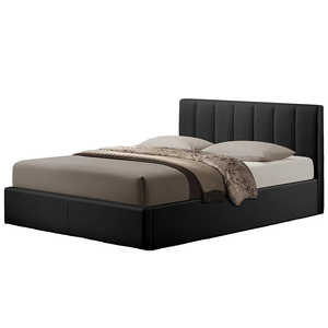 Upholstered Metal and Wood <strong>Bed</strong> <strong>Frame</strong> with Gas Lift Black <strong>Faux</strong> <strong>Leather</strong> Queen Storage <strong>Bed</strong> - Product Image 3