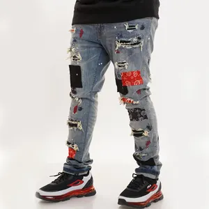 DiZNEW Factory Custom Formal Jeans For Zipper Loose Ripped Men Distressed Jeans For Men Casual Jeans For Men Straight