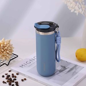 Stainless Steel Vacuum Tumbler Straight Cup With Rope Minimalist Design For Travel Coffee <b>Mug</b> 12-24 Hours Insulation - Product Image 2