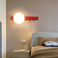 Lampe murale de chevet à intensité variable avec interrupteur à tirette et abat-jour en verre 220V, design moderne et épuré pour chambre à coucher, chambre d'enfant, couloir