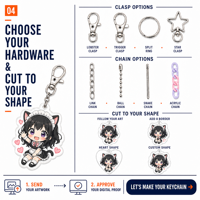 Porte-clés en acrylique Anime Girl, acrylique transparent 3 mm, impression double face, forme et taille personnalisées, anneau métallique, commande en gros, OEM ODM