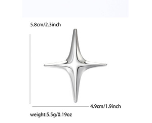 Nuevo Broche Cruzado Estrella Lisa Minimalista, Pin de Estrella de Cuatro Puntas, Accesorio de Ropa para Mujer - Product Image 6
