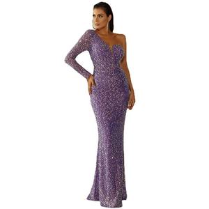 Abiti da Sera Modesti 2022, Vestito a Sirena Viola per Feste, Eleganza Femminile, Abito da Cerimonia Africano di Lusso per Serate Eleganti - Product Image 1