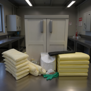 Kit anti-déversement pour produits chimiques dans les armoires, avec tampons absorbants, gants et combinaisons pour usage industriel - Product Image 3