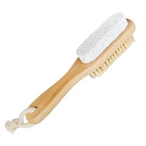 Budget-Friendly Foot Care Tool <b>Bristles</b> Dual-Sided Foot Scrubber Callus Remover Pumice <b>Brush</b> Wooden Foot <b>Brush</b> With Pumice Stone - Product Image 1