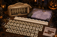Tuiles de Mahjong Bleues et Blanches pour Halloween, 4 couches en acrylique, 160 pièces, design artistique squelette gothique, jeu de loisirs à domicile