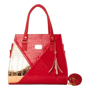 Bolso de Mano Rojo para Mujer Fana Amy M3800, Gran Capacidad, Forro de PU, Estilo Simple, Dos Asas, Diseño de Media Luna con Patrón de Serpiente, Uso Diario Informal - Product Image 1