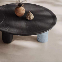 Table basse ronde minimaliste, style médiéval, design de luxe léger, table à thé artisanale effet pierre craquelée pour salon