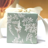 Boîte à dragées de mariage écologique faite à la main, motif floral européen, avec ruban perlé, ensemble cadeau bonbons, design gaufré, souvenir de fête réutilisable