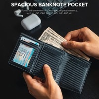 Dompet Kulit Asli Lipat Otomatis dengan Logo Kustom, Dompet Tipis Portefeuille Homme, Tempat Kartu