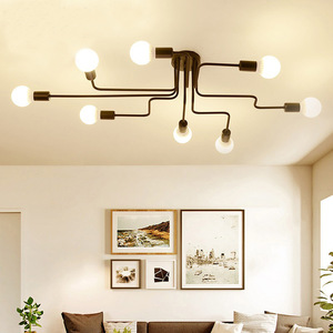 PM rétro E27 suspension multi-tige en <span class=keywords><strong>fer</strong></span> forgé maison salon décoratif Art déco Style lustre suspendu plafond Classique - Product Image 3