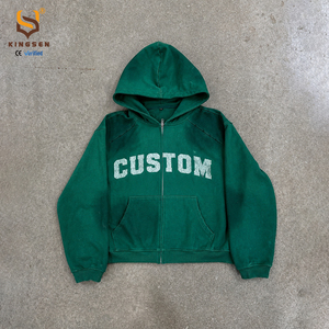 เสื้อฮู้ดดี้ทรงบ็อกซี่ผ้าฝ้ายเฟรนช์เทอร์รี่วินเทจสั่งทำพิเศษ 100% หนัก 500gsm ฟอกสีแบบแอซิดวอช ซันเฟด พิมพ์ลาย DTG แบบดิสเทรส ทรงครอป - Product Image 1