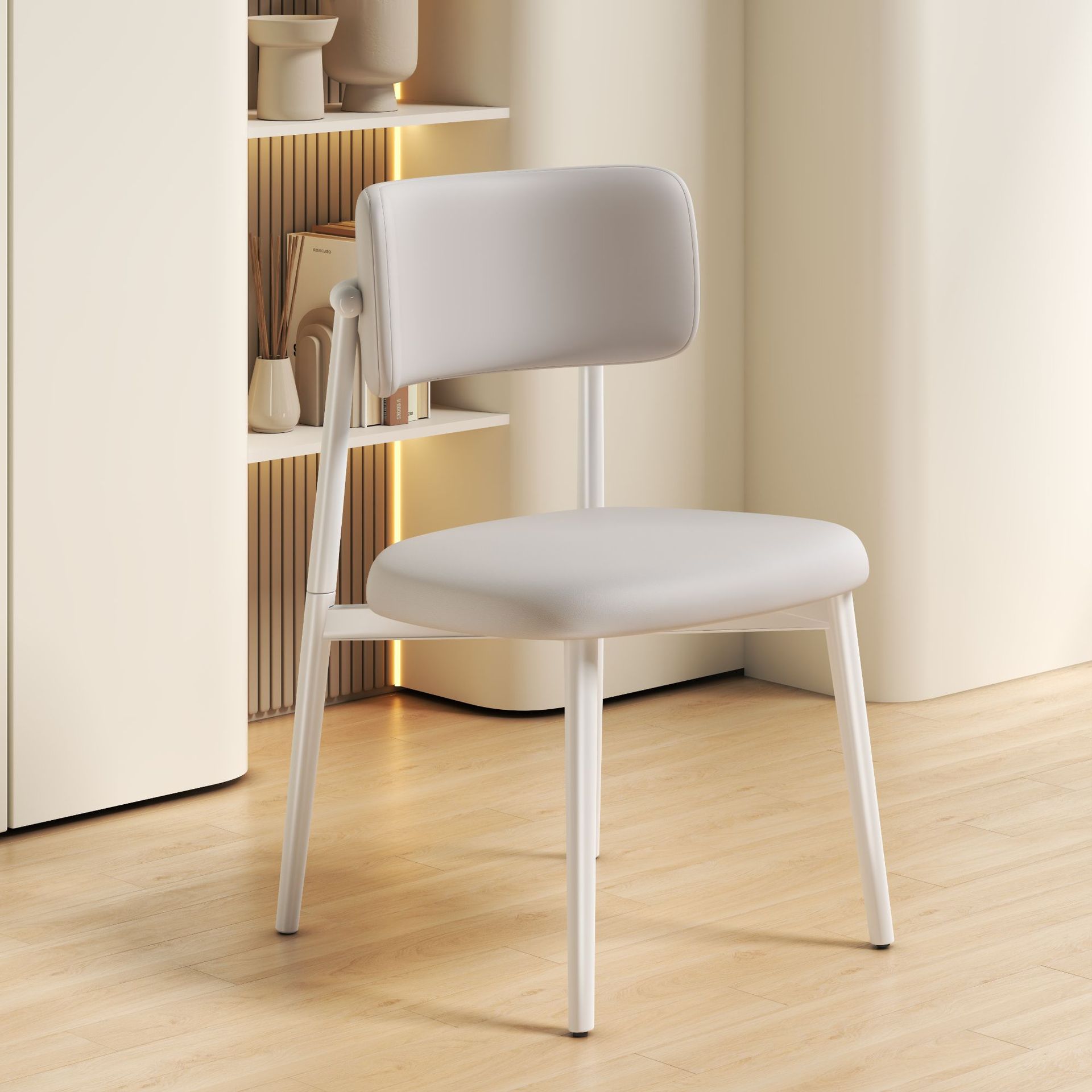 กรอบสีขาว เก้าอี้ทานอาหารสีขาว