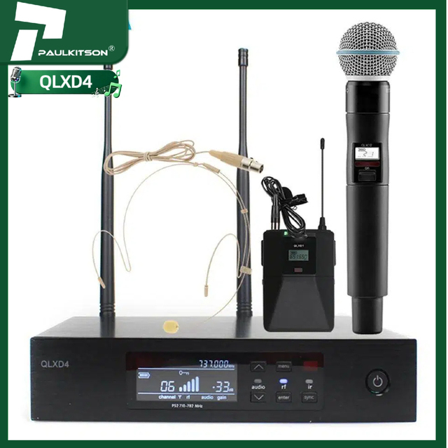 Paulkitson QLXD4 BETA58A BETA87A S58 Professional Audio Equipment UHF Wireless Handheld Karaoke Microphone System Accessories