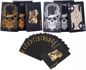 Cartas de Póker de Plástico PET Negras, Impermeables, con Diseño de Calavera, para Uso en Cualquier Clima - Product Image 1
