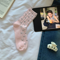 WUYANG FACTORY été chaussettes minces maille perforée amour mignon mi-longueur fille coton chaussettes en gros