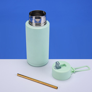 Custom 34oz <span class=keywords><strong>1000ml</strong></span> sport palestra Tumbler in acciaio inox borraccia ceramica acqua interna bottiglia con coperchio in paglia - Product Image 5