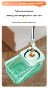 סט מגב מיקרופייבר מלבני ישירות מהמפעל, ידית טלסקופית ארוכה, סחיטה עצמית, דלי שקוף מסתובב 360 מעלות, רב פעמי לבית - Product Image 5