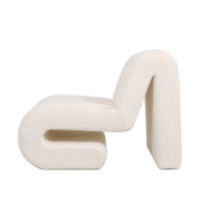 Fauteuil d'appoint luxueux en velours côtelé avec ruban, chaise longue postmoderne à forme continue pour hôtel et studio