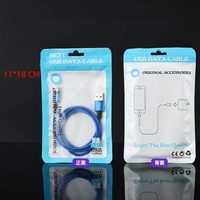 Tas aluminium 3 sisi elektronik kustom dengan pencetakan logo kawat USB dan tas ritsleting kabel tas plastik transparan/buram