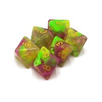 Dés personnalisés en acrylique marbré 20 mm (7 pièces) pour jeux de rôle D&D, jeu de société, jeu de dés polyédriques, collection Pearl Family Toys Party Roll Play