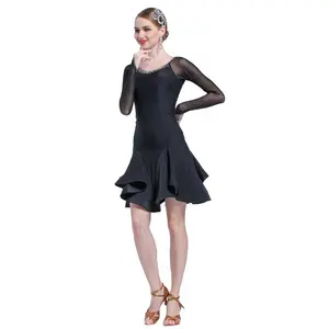 LP-1701 간단한 유행 라틴 댄스 연습 드레스 성인 여름 댄스 퍼포먼스 의류 연꽃 잎 스커트 판매