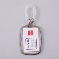 Porte-badge d'identification en acrylique transparent, écologique, recyclable, imperméable, personnalisé en gros, avec spirale rétractable à ressort