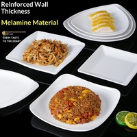 Derniers modèles de plats de cuisson rapides commerciaux en mélamine blanche pour fondue, légumes et plats frits, design carré créatif