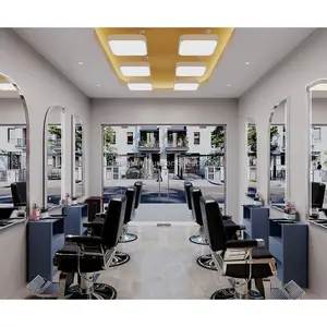 Diskon besar stasiun salon rambut dekorasi cermin barbershop, tiang salon pelurus rambut modern toko kecantikan dengan lampu